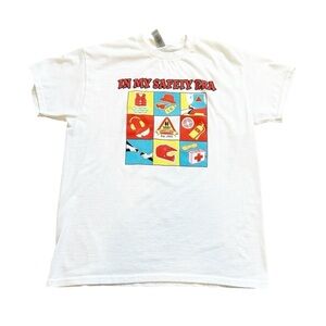 Gildan Sz Medium In My Safety Era Cotton Blend T-shirt Sponsors on back